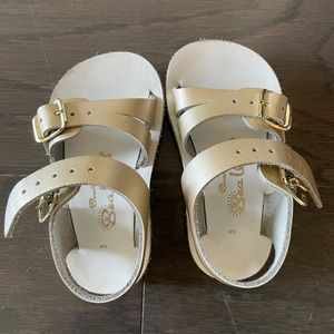 Like new gold saltwater sandals size 3
